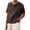 Brown, variant on Cute Sailor Collar Cotton Linen T-Shirt Women Button Trim Short Sleeve Casual Tee Tops Summer Lightweight Loose Fit Work Tees