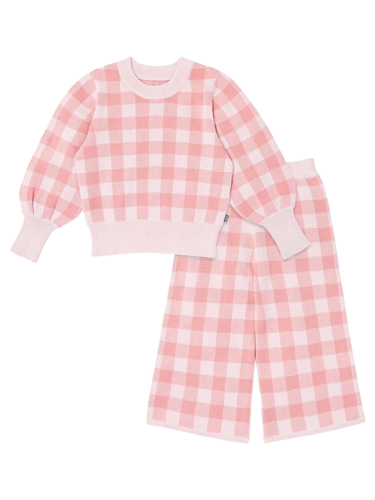 Modern Moments by Gerber Toddler Girl Jacquard Sweater Knit with Wide Leg Pant Set, Sizes 12M-5T