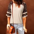 thumbnail image 2 of USSUMA Leopard Print T-Shirts for Women Trendy Color Block Basic Women's Shirts and Blouses 3/4 Sleeve Women Tops Dressy Casual Summer Round Neck Plus Tunics Beach, 2 of 8