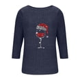 thumbnail image 6 of Ltctricy Women's Tunic Tops 3/4 Length Sleeve Crew Neck Curved Hem Christmas Printed Ribbed Knit T Shirts Casual Tee Blouses(Navy,Small), 6 of 6