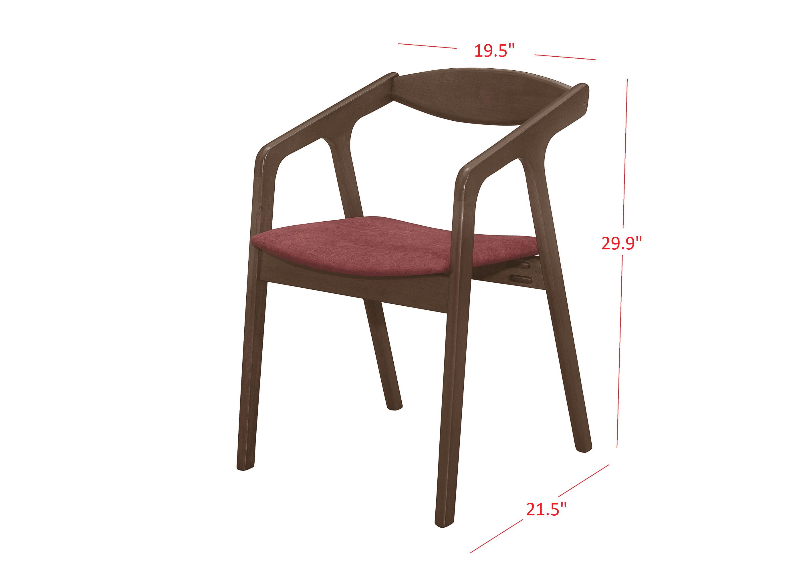 HMD Joplin Dining Chair (Set of 6), Red/Brown