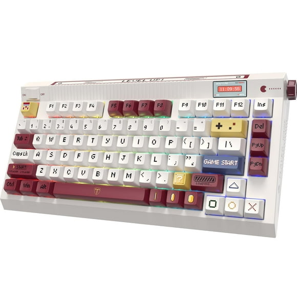 RisoPhy PC423 Wireless Creamy Keyboard with Screen & Knob, 75% 2.4G/Bluetooth/USB-C Gasket RGB Mechanical Keyboard, Hot Swappable, Five-Layer Padding & Pre-lubed Linear