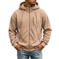 thumbnail image 2 of Fanshiluo Men's Hooded Full Zip Multi-Pocket Sweatshirt, Long Sleeve Casual Warm Jacket,Size S-3XL, 2 of 9