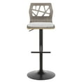 thumbnail image 5 of Folia Mid-Century Modern Adjustable Barstool in Light Grey Wood and Light Grey Fabric by LumiSource, 5 of 8