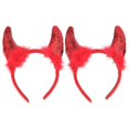 thumbnail image 1 of 2 uds Halloween pelo diablo cuernos patrón diadema decoración accesorios rojo, 1 of 2
