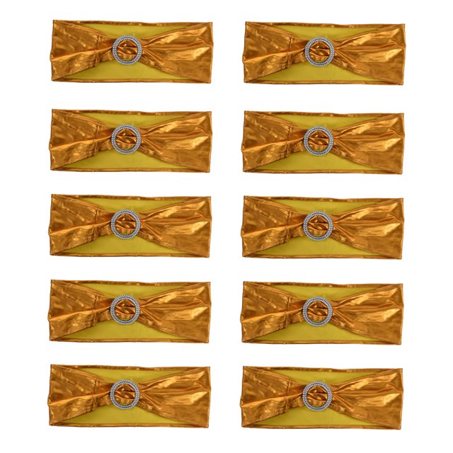 10 fundas elásticas para sillas y fajas para bodas, banquetes y decoración de hoteles Golden Glamour