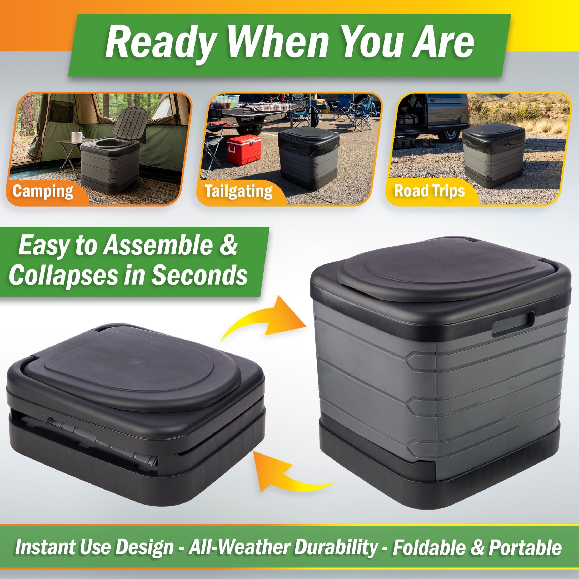 Wakeman Outdoors Large Portable Toilet for Adults, 400lb Capacity Camping Toilet