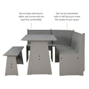 Linon Talon Pine Wood Corner Dining Nook Set with Storage in Gray Finish