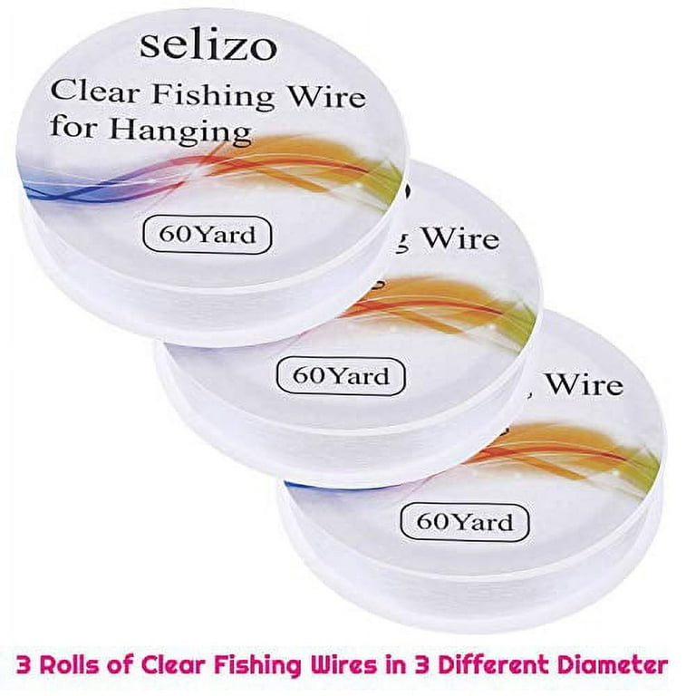 Fishing Wire, Selizo 3Pcs Clear Fishing Line Jewelry String Invisible Nylon  Thread for Hanging Decorations, Beading and Crafts (3 Sizes, 60 Yards per