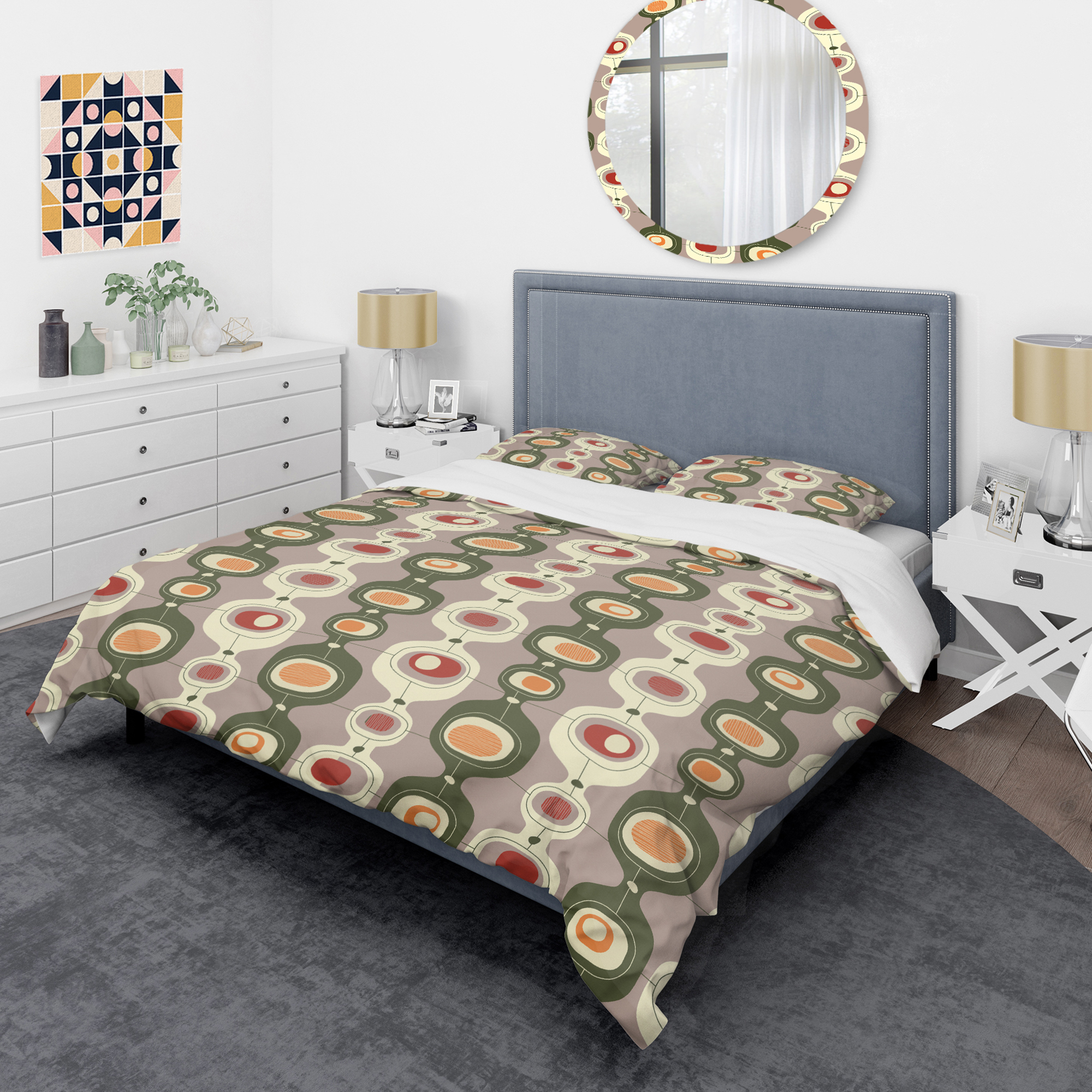 Designart 'Retro Abstract Design X' Mid-Century Modern Duvet Cover Set