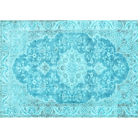 Ahgly Company Indoor Rectangle Medallion Light Blue Traditional Area Rugs, 8' x 10'