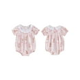 thumbnail image 2 of Qmyliery Baby Girl Easter Romper Rabbit Bow Doll Collar Ruffle Sleeve Bodysuit Cute Summer Clothes 3 6 12 18 Months, 2 of 9