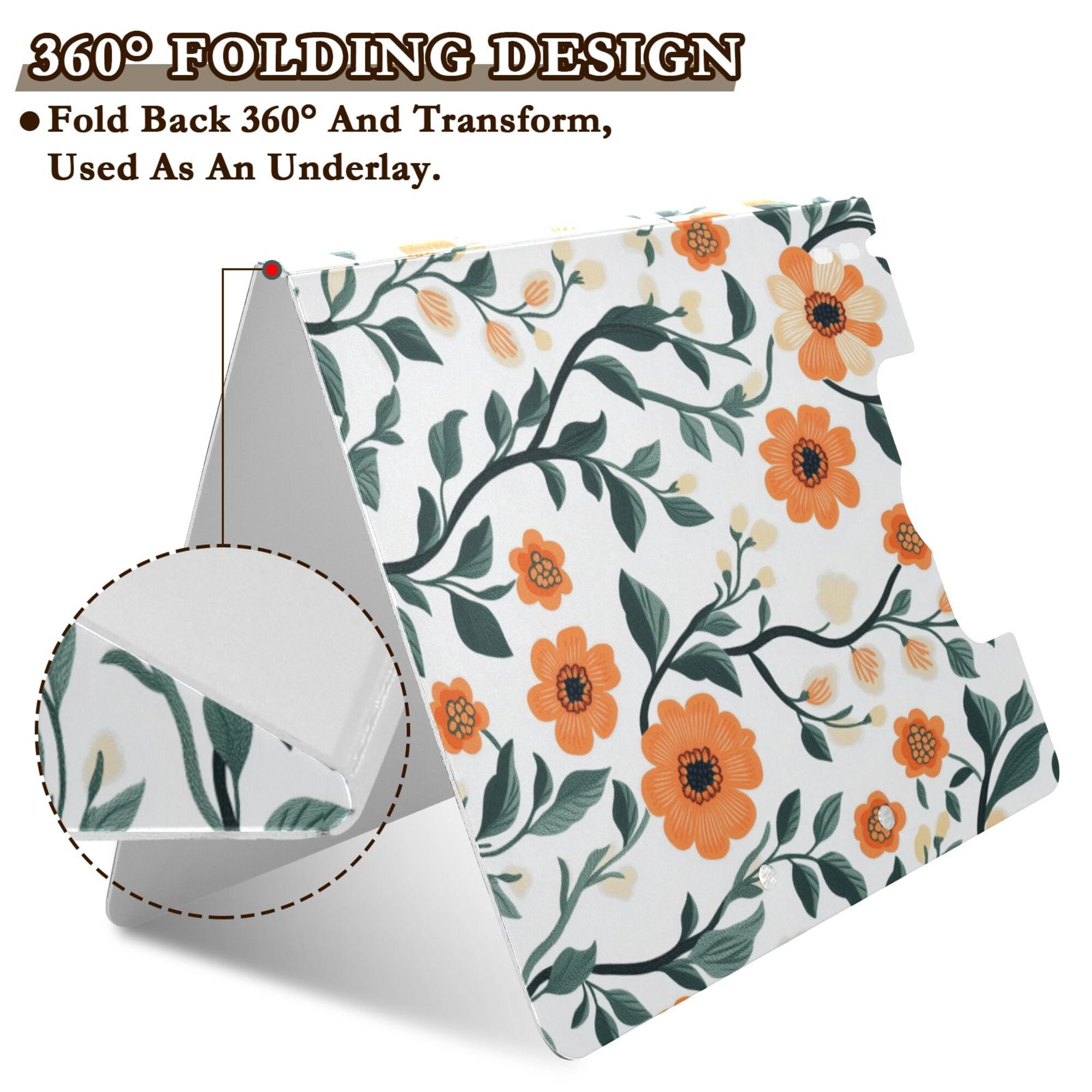 FORMRS A4 Clipboard Folder with Pen Holder Horizontal Foldable School Office Binder, Flowers Pattern