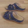 thumbnail image 6 of HNMKIU Women Sandals Comfortable Women's Slides with Floral Hollow Out Design for Daily Leisure Thick Sole Open Toe Footwear for Casual Outfits Summer Shoes Navy,6, 6 of 9