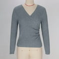 thumbnail image 4 of BXINGOHAI Women's Soft V Neck Long Sleeve Fall Casual Fit Sweater Tops Gray XL, 4 of 5