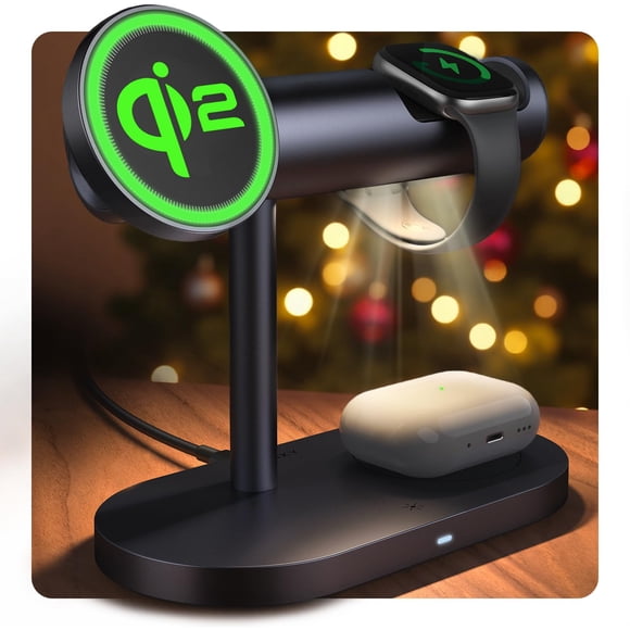 iVANKY 4 in 1 Qi2 Certified Wireless Charger Stand for iPhone 17, Night Light for MagSafe Charging Station, 25W Charge for iPhone 17/16/15/14/13/12/1