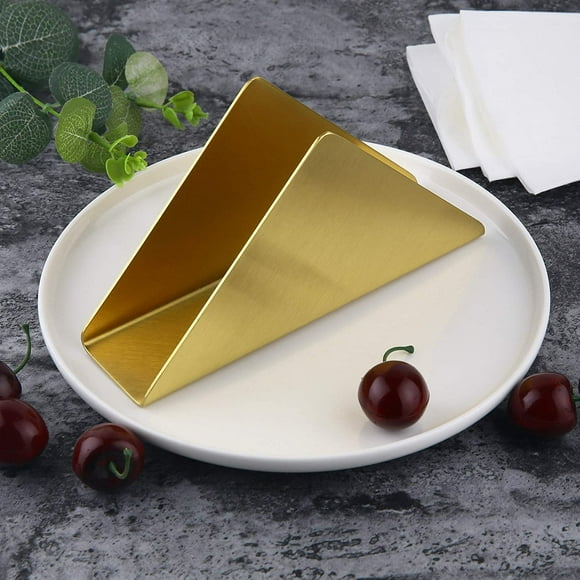 Porte-serviettes Triangle en Acier Inoxydable Porte-Mouchoirs Organisateur de Porte-Mouchoirs Porte-Serviettes Doré pour Comptoir de Cuisine, Tables à Manger (Doré)