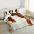 thumbnail image 3 of Manfei Cow Hide Print King Size Comforter Sets,Rustic Farmhouse Cabin Bedding Comforter Set,Beige Brown Cattle Hide Bedding Set For Adults,Microfiber Bedroom Decor,3-Piece, 3 of 8