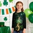 thumbnail image 3 of Tauxra Chandail de la Saint-Patrick pour Adultes, T-Shirt à Manches 3/4 Imprimé Col Rond, T-Shirt Graphique Trèfle Décontracté à Manches Longues pour Activités Festives, 3 of 6