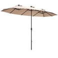 thumbnail image 1 of Patiojoy 15' Outdoor Solar LED Patio Double-Sided Market Umbrella Beige, 1 of 10
