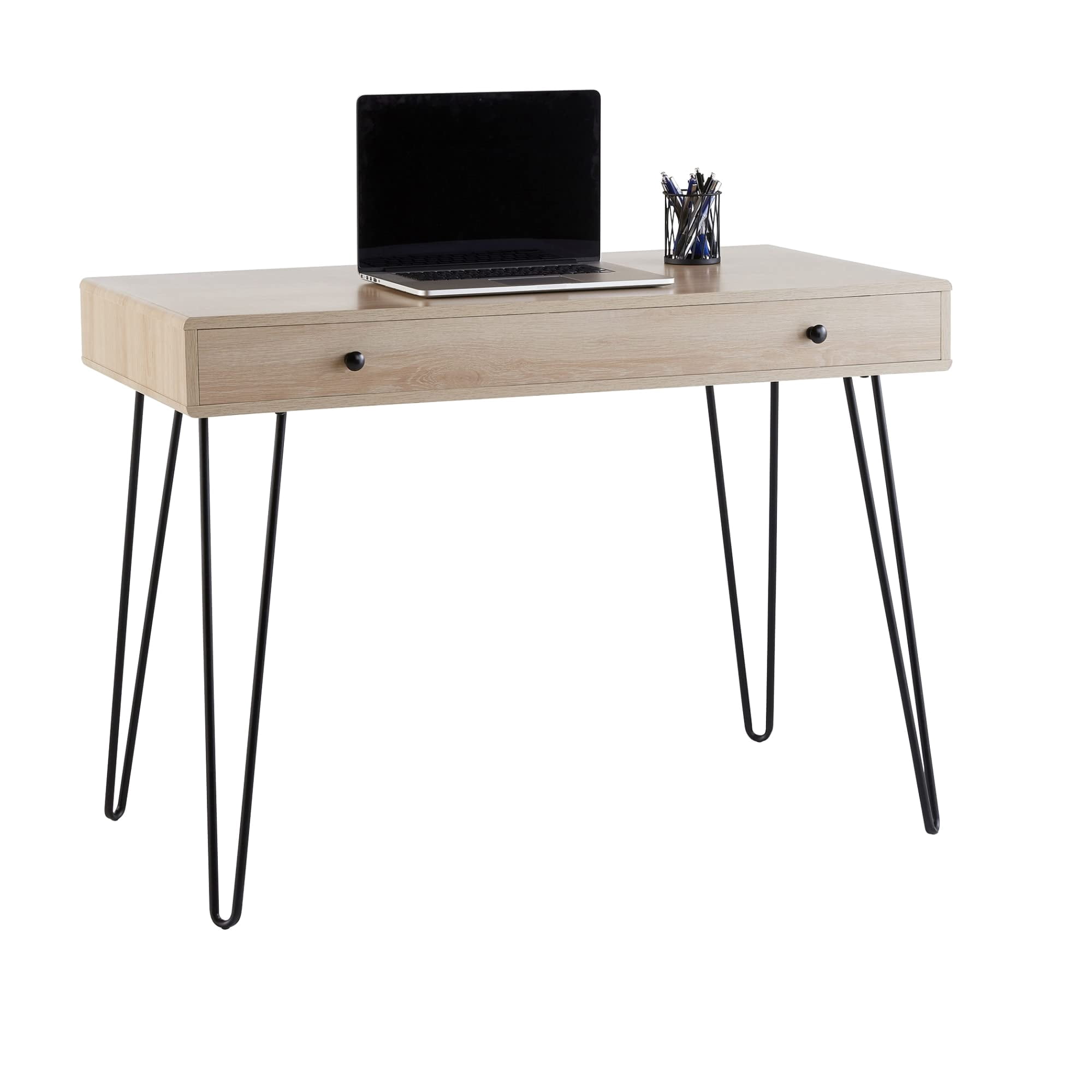 Realspace® Callay 42"W Writing Desk, Blonde Oak/Black