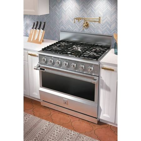 Hestan KRD365-NG 36 Inch Wide 5.8 Cu. Ft. Free Standing Dual Fuel Range, 36" 5 Burner, Stainless Steel