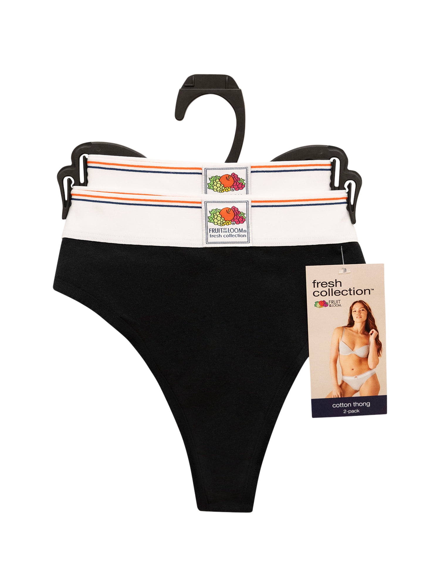 fresh collection by Fruit of the Loom Women's Cotton Thong 2-pack