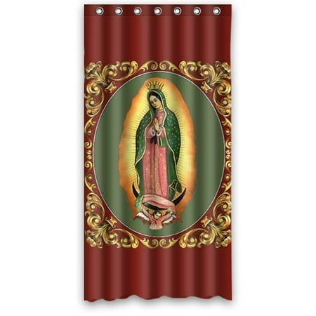 Greendecor Our Lady Of Guadalupe Virgin Mary Waterproof Shower Curtain Set With Hooks Bathroom Accessories Size 36x72 Inches