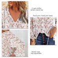 thumbnail image 4 of Tops de manga larga con cuello en V,Blusa de gasa con cuello en V Blusa de manga larga Top de manga larga abullonada Funcionalidad inteligente, 4 of 5