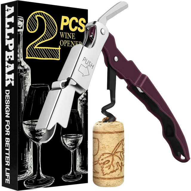 Décapsuleur Ouvre-Bouteille Tire-Bouteille - 2 Pcs Décapsuleur Multi-Usage, Décapsuleur, Ouvre-Bouteille de Vin, Outils de Bar & Vin Décapsuleurs - Rouge Vin