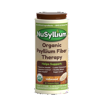 NuSyllium Psyllium Husk Powder, USDA Organic Fiber Supplement, Unflavored, 21 oz