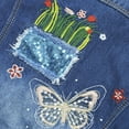 thumbnail image 4 of KIDSCOOL SPACE Little Girl White Detachable Hood Flower Embroidered Jean Jacket,White Cap,13-14 Years, 4 of 7