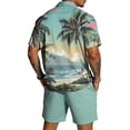 thumbnail image 4 of Men's Summer Vacation 2 Piece Outfits Hawaiian Beach Cruise Button Down Shirts Shorts Sets Travel Clothes, 4 of 6