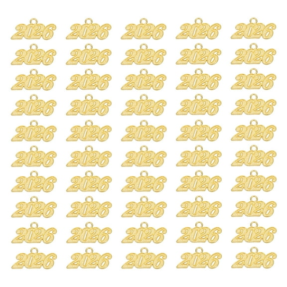 Uxcell 2026 Graduation Tassel Charm, 50 Pcs Alloy Year Medium Letter Charm, Gold
