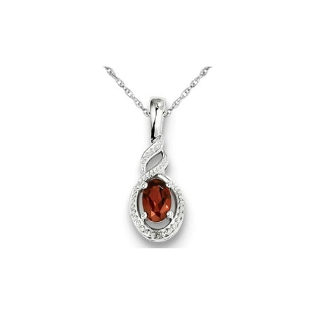 Garnet Sterling Silver Necklace - Natural Red Garnet 1/2 Carat (ctw) Pendant Necklace in Sterling Silver with Chain