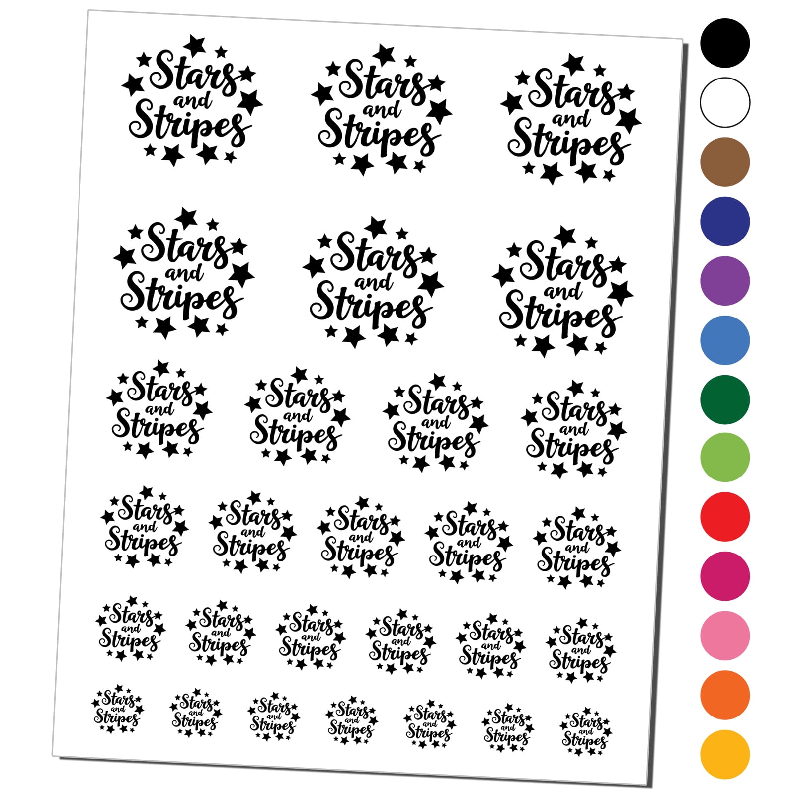 Stars and Stripes Script with Stars Water Resistant Temporary Tattoo ...
