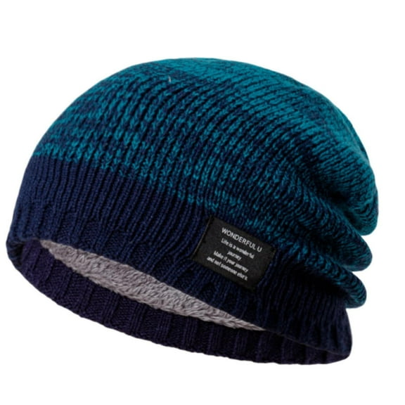 Baberdicy Head Wraps for Women's Hair Men's and Women's Woolen Knitted Hats with Thick Winter Warm Head Circumference Headwraps Blue