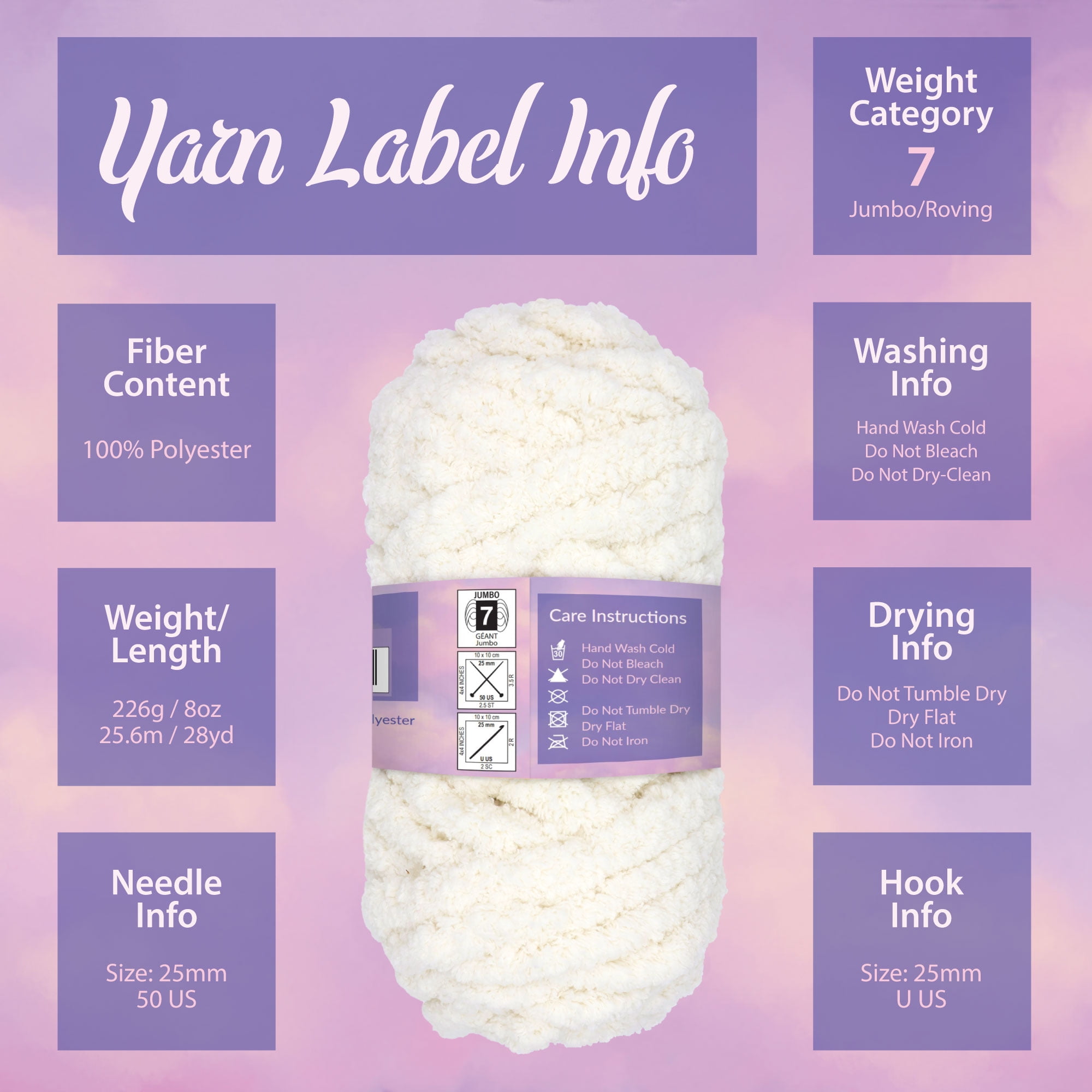 JubileeYarn Giant Dream Yarn - Jumbo Polyester - 226g/Skein - Euphoria - 3 Skeins