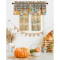 thumbnail image 4 of Scarecrows Harvest Pumpkin Fall Valances for Windows, Thanksgiving Kitchen Valance Curtains - Soft Small Window Treatment for Living Room, Bathroom, Bird Autumn Maple Leaves Plaid 42x12inch, 1 Panel, 4 of 8