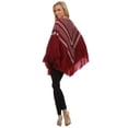 thumbnail image 3 of YELETE Women's Poncho, Tribal Pattern Fringed, Burgundy, One Size, 3 of 4