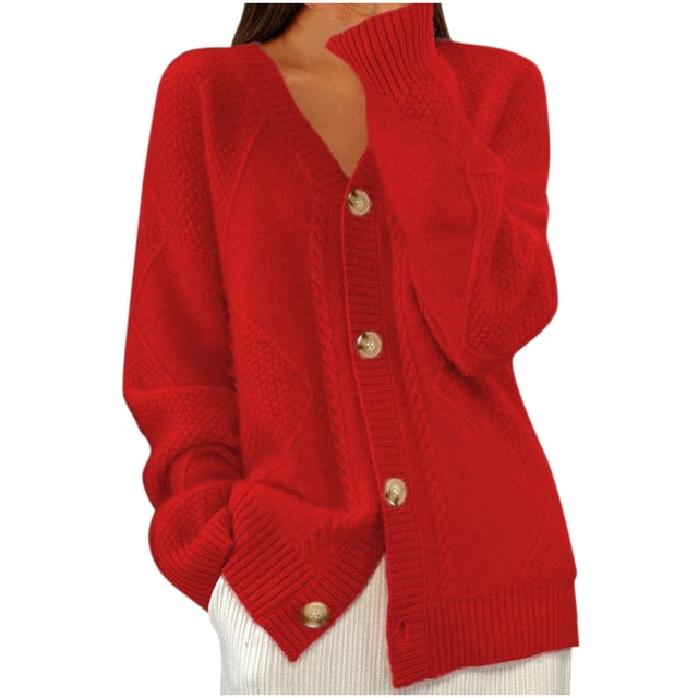 Lovzfmll Cardigan Sweaters for Women, Oversized Open Front Cardigan, Chunky Knit Round Neck Sweater, Fall Winter Clothing