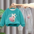 thumbnail image 2 of Odeerbi Kids Boys Girls Winter Warm Fleece Sweatsuits Two Piece Outfits Set Cartoon Printed Sweatshirt Jogger Pants Tracksuit Set Plush Loose Pullover Sweater Casual Hoodie Sky Blue, 2 of 4