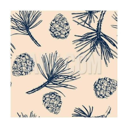 Metal Art Pinecone - Vector Pinecone Pattern Seamless, Hand Drawing Sketch Illustration. Design Elements for Card Holida Print Wall Art By ZVERKOVA