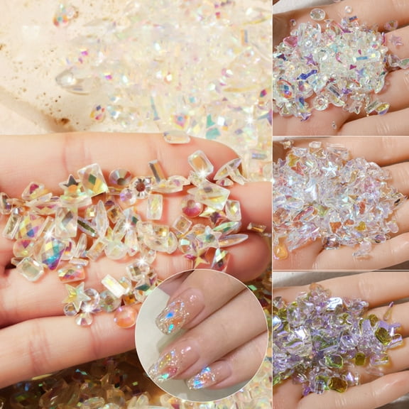 opvise 1 Box Nail Decoration Irregular Shape Shiny Visual Effect Vivid Color Sparkling Decorative Resin Colorful DIY Nail Charms Decors Manicure Gadget Nail Supplies