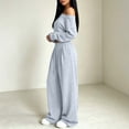 thumbnail image 6 of BRELIL Women's Two Piece Outfits Sets Long Sleeve Crop Top Wide Leg Elastic Waist Pants Casual Lounge Matching Tracksuit Fall Travel Vacation Loungewear, Gray L, 6 of 6