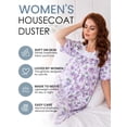 thumbnail image 2 of Casual Nights Women's Snap Front Lightweight Housecoat | Short Sleeve House Dress Duster Lounger Robe with Pockets | Cotton Poly Knit, Mid Calf | Purple Butterfly - X-Large, 2 of 6