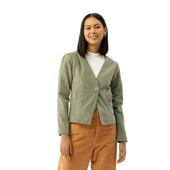 Leather Retail Single Button Winter Wear Velvet Jacket For Women