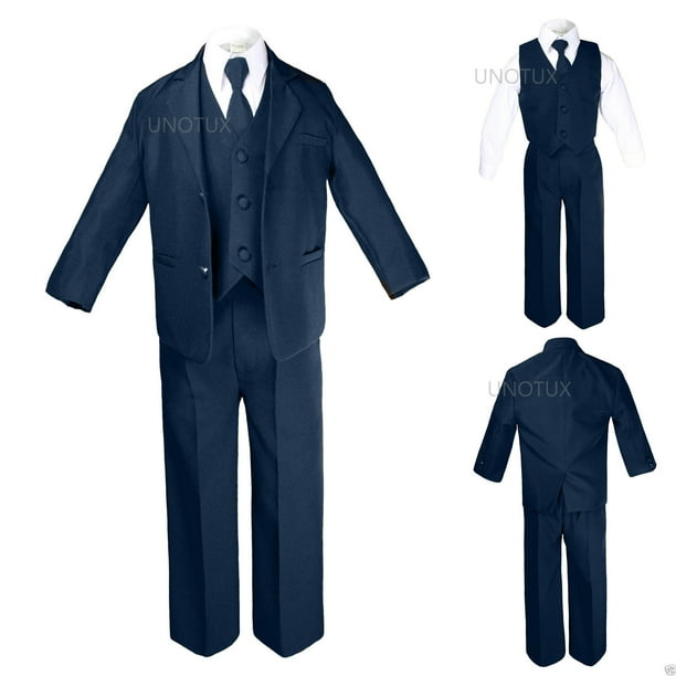 Leadertux New Boy Baby Toddler Teen Formal Wedding Party Navy 5pc