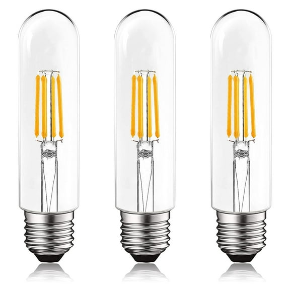 Luxrite T10 LED Bulb 5W=60W 2700K Warm White Edison Bulb 500 Lumens Tubular Light Bulb Damp Rated UL Listed E26 3-Pack
