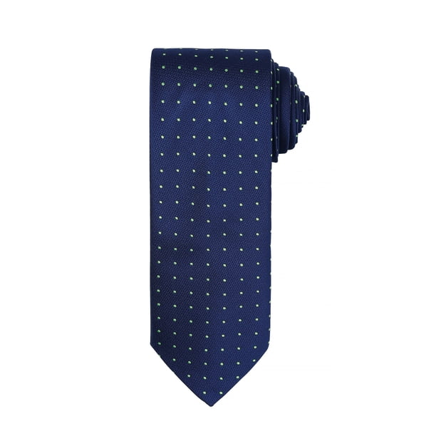 Premier - Corbata formal con estampado de lunares pequeños para hombre (Marino/lima)